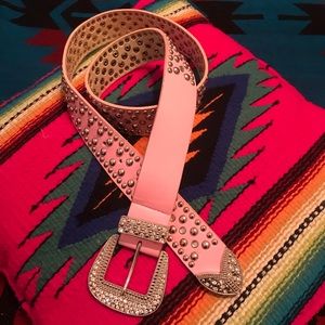 Pink faux leather studded belt
